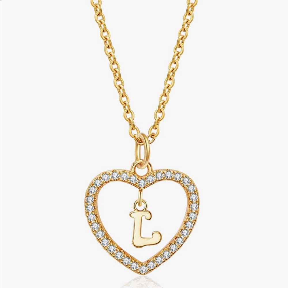 HolyFast Initial Heart Necklace Heart Letter Name